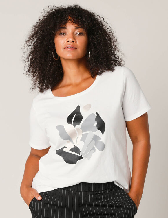 T-shirt met korte mouwen en geplaatste print (wit) T-shirt met korte mouwen en geplaatste print (wit)